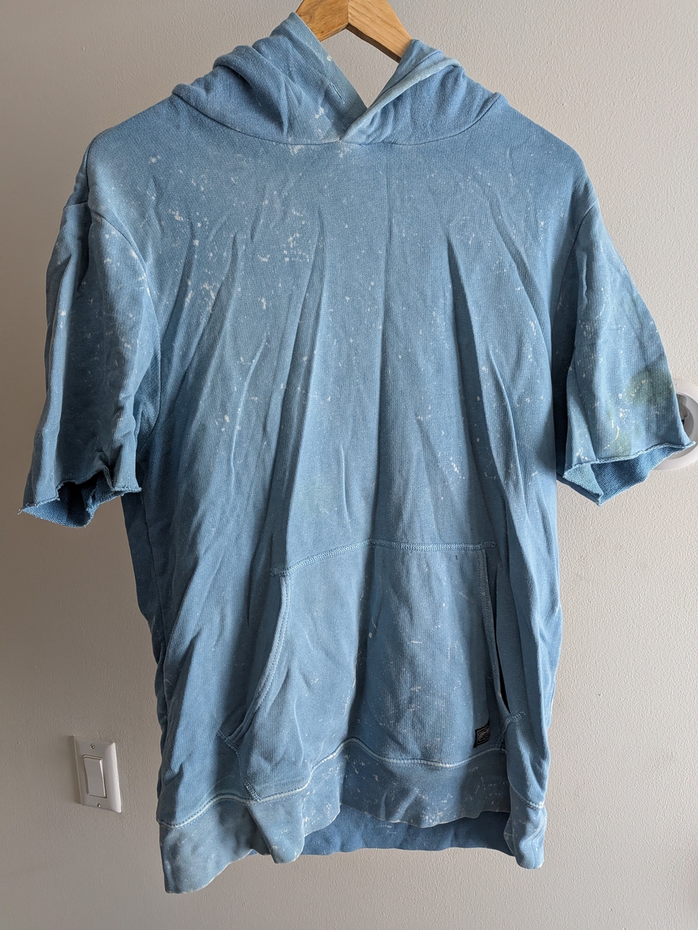 Ralph Lauren Light Blue Short-Sleeve Hoodie with Front Kangaroo Pocket